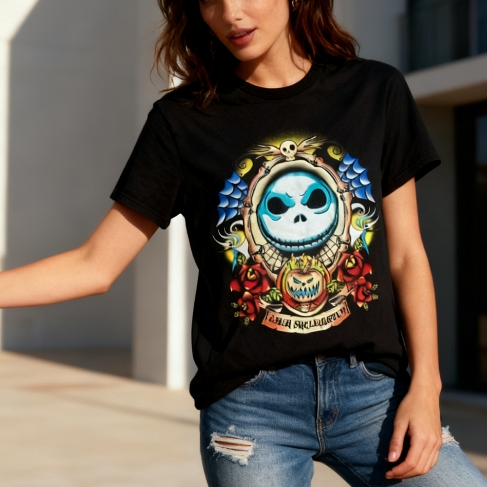 Disney The Nightmare Before Christmas Jack Skellington Graphic Tee Size S Black